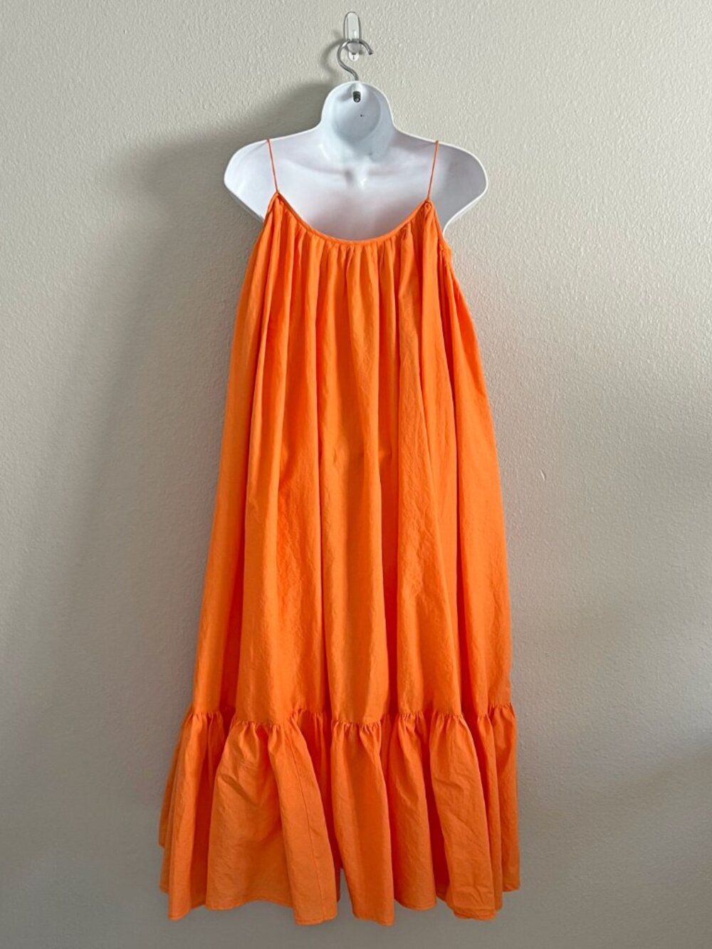 Rhode Resort Orange Cotton Ruffle Trapeze Dress Sundress Summer Revolve Size L - Picture 2 of 4